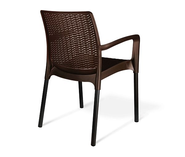 Плетеный стул SHT-S68 пластиковый коричневый коричневый/черный муар (цинк) - дополнительное фото