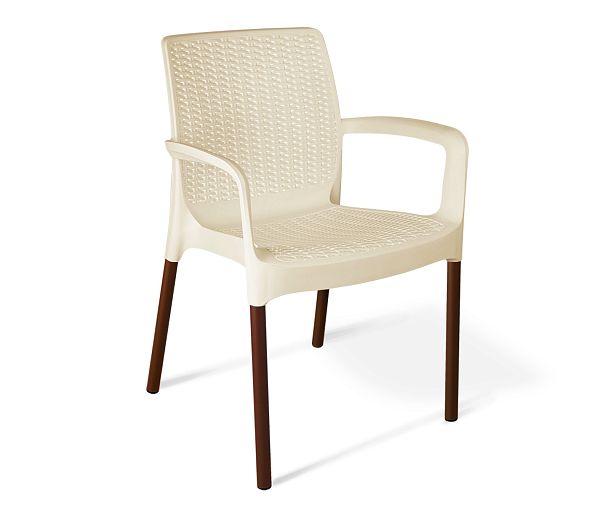 Плетеный стул SHT-S68 бежевый платиковый бежевый/коричневый муар - дополнительное фото
