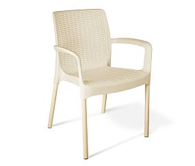 Плетеный стул SHT-S68 бежевый пластиковый бежевый/ваниль (цинк)