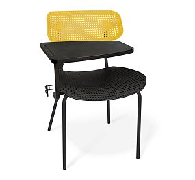 Конференц-стул SHT-S85М-RD с пюпитром желтый/черный/черный муар