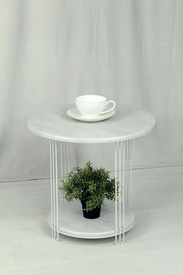 Столик кофейный Sheffilton SHT-CT32-1 белый муар/бетон лофт - дополнительное фото