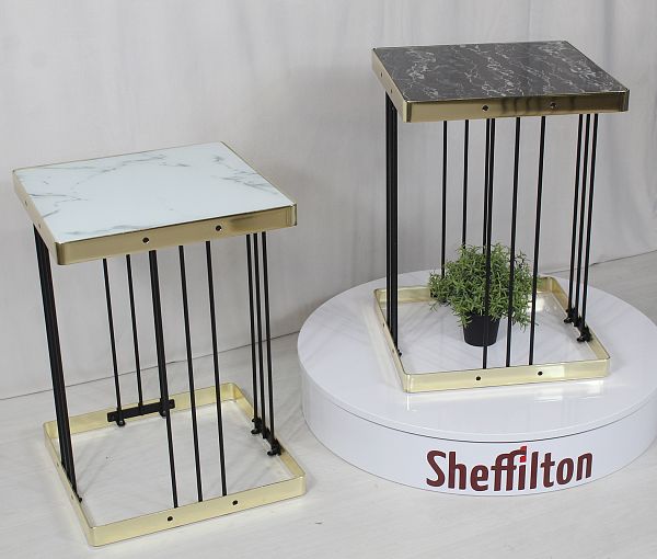 Столик кофейный Sheffilton SHT-CT16 светлый мрамор/латунь/черный - дополнительное фото