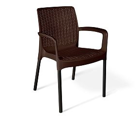 Плетеный стул SHT-S68 пластиковый коричневый коричневый/черный муар (цинк)