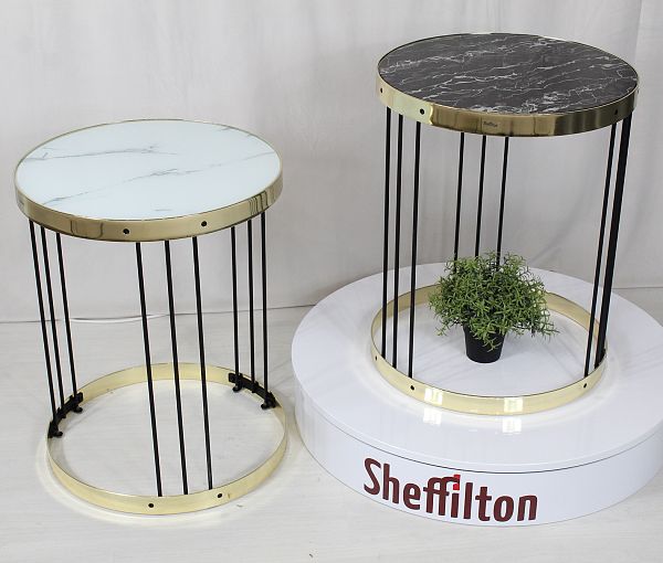 Столик кофейный Sheffilton SHT-CT15 светлый мрамор/латунь/черный - дополнительное фото