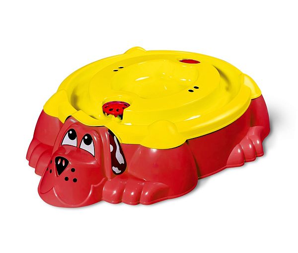 Песочница Sheffilton KIDS  Собачка с крышкой 432 красный/желтый - дополнительное фото