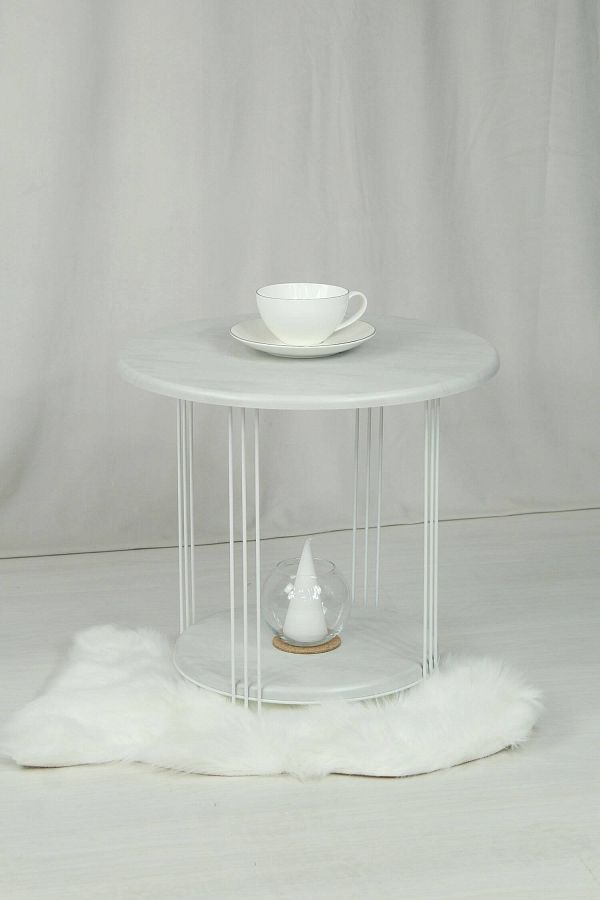 Столик кофейный Sheffilton SHT-CT32-1 белый муар/бетон лофт - дополнительное фото