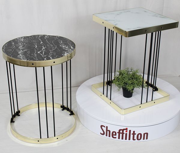 Столик кофейный Sheffilton SHT-CT16 светлый мрамор/латунь/черный - дополнительное фото