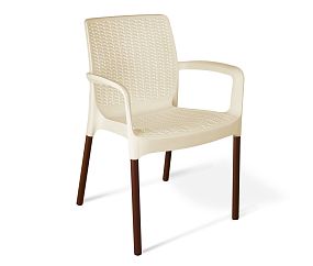 Плетеный стул SHT-S68 бежевый платиковый бежевый/коричневый муар