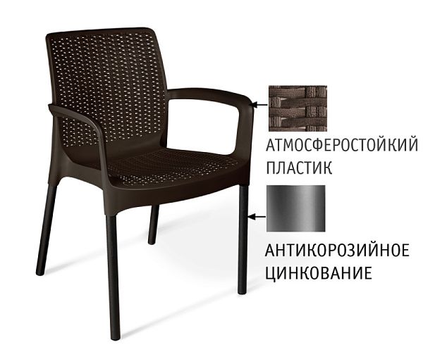 Плетеный стул черно-коричневый SHT-S68 черно-коричневый/черный муар - дополнительное фото